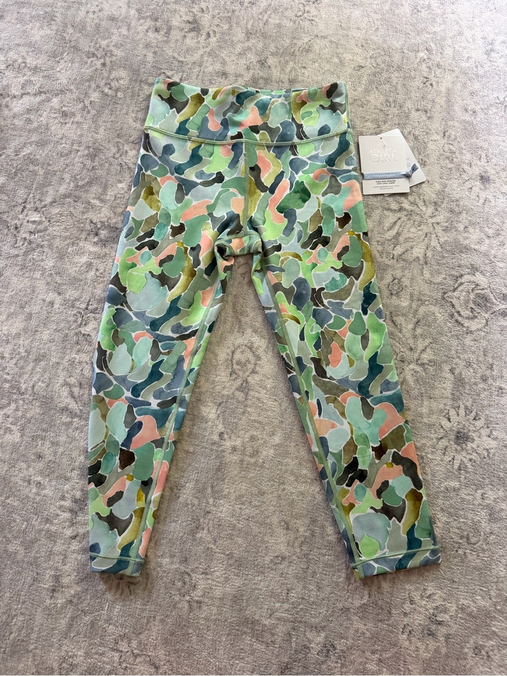 Athleta Girls Camo Print Leggings in Green, Blue, Pink